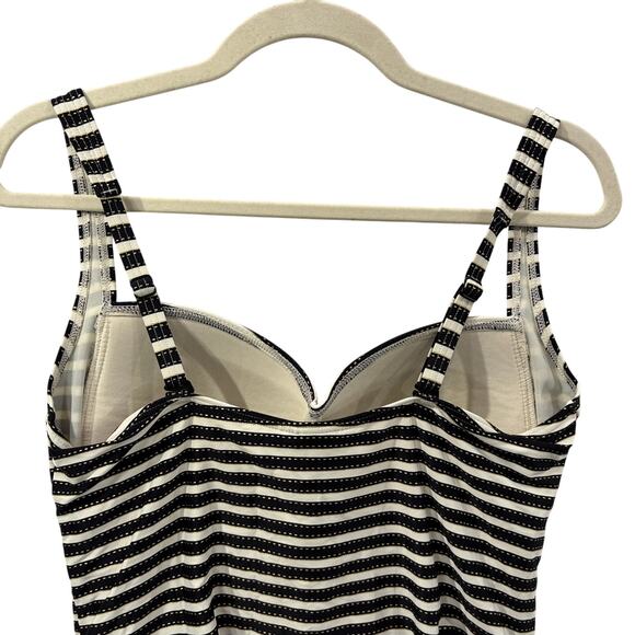 Nip Tuck Swim Size 12 Tankini Top Multi Fit Cup Striped Ruched Adjustable Straps - Picture 5 of 15